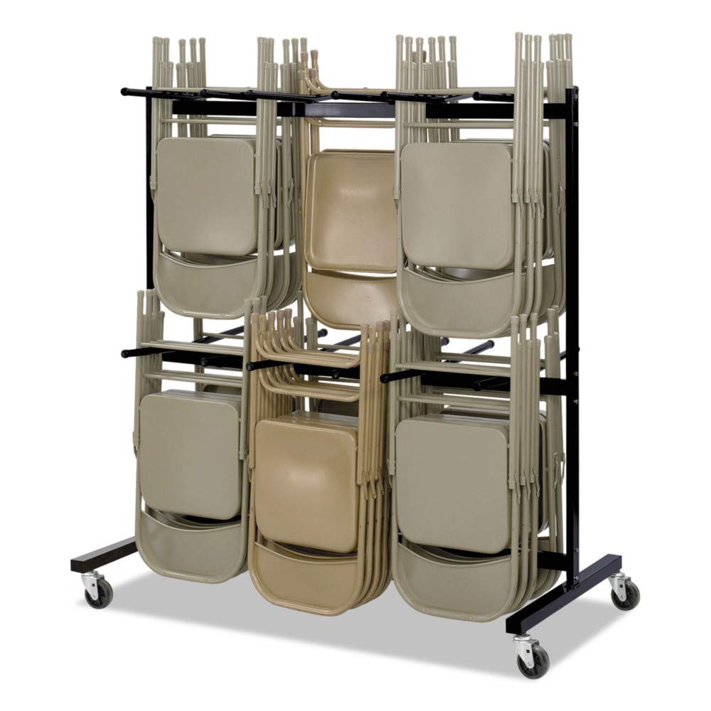 Safco Double Tier Chair Cart-Chair Cart,Double Tier,Holds 84,64-1/2"X33-1/2"X70-1/4",Bk