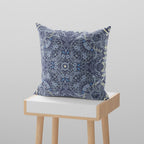 HomeRoots 16â€ Indigo Boho Ornate Suede Throw Pillow