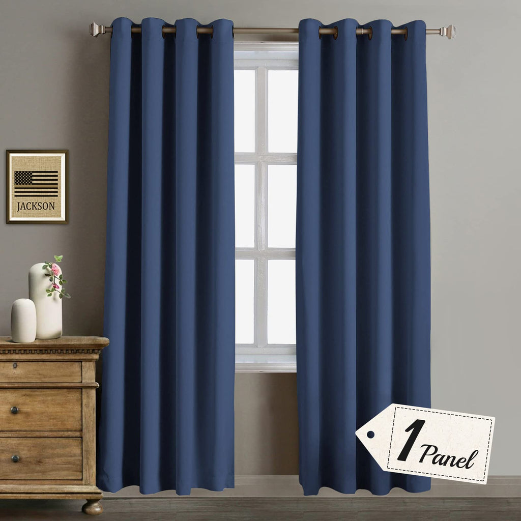 Rose Home Fashion Rhf Blackout Thermal Insulated Curtain - Antique Bronze Grommet Top For Bedroom 52W By 84L Inches- Navy