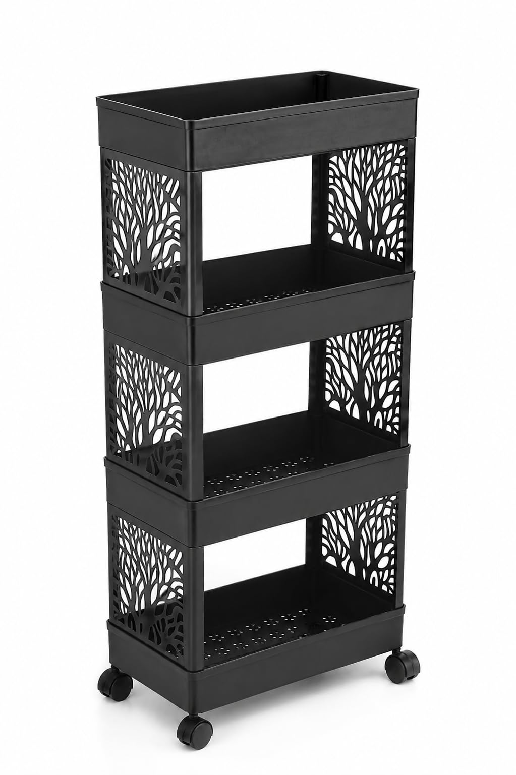 Zoyeriya 4 Layer Multipurpose Storage Rack With Wheel, Plastic Kitchen Organizer Trolley, Bathroom, Living Room & Home Storage S