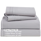 Nestl King Size Sheets Set - 4 Piece King Sheets, Deep Pocket, Hotel Luxury, Extra Soft, Breathable And Cooling, Grey Lavender King Bed Sheets