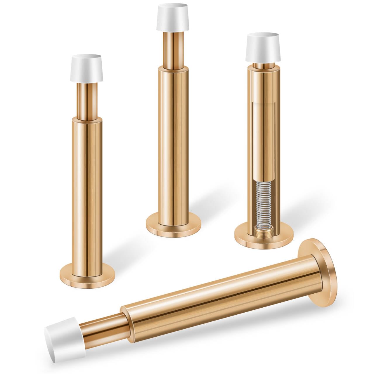 Kolako Door Stoppers For Wall, Spring Door Stop, 4.4 Inch Door Stoppers For Bottom Of Door 4 Pack Long Door Stops Bumper Wall Pr
