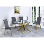 Best Quality Furniture 5Pc Dining Set (1 Table + 4 Chairs), Dark Gray, Gold