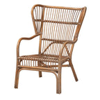 Baxton Studio Lamaria Brown Antique Rattan 2-Piece Chair and Footstool Set