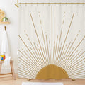 Miyotaa Abstract Sun Shower Curtain Set 60Wx71H Inches Modern Minimalist Mid Century Aesthetic Mustard Yellow Sunburst Sunrise S