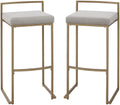 Crosley Furniture Harlowe Upholstered Seat Bar Stools Set of 2, Gray and Gold