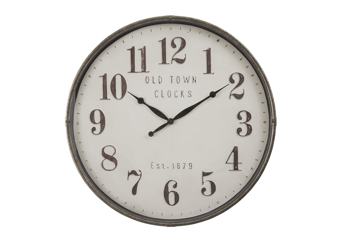 Monarch Specialties I 9024 Clocks, 30' Round, Large Oversized, Wall Clock, Brown, Transitional