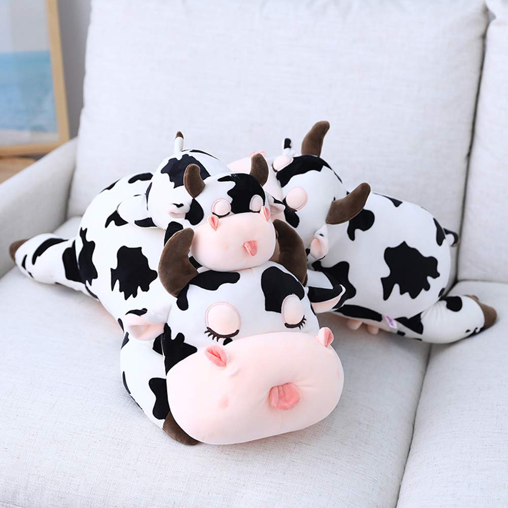 Jensquaify Cow Stuffed Animals, Cute Cow Plush Pillow Toy Cow Plushie Throw Pillow Gifts For Kids, 11.8'