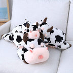 Jensquaify Cow Stuffed Animals, Cute Cow Plush Pillow Toy Cow Plushie Throw Pillow Gifts For Kids, 11.8'