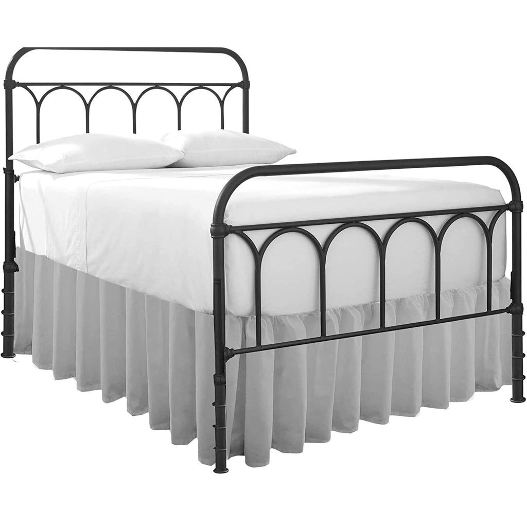Ruffled Bed Skirt With Split Corners-Dust Ruffle - 24'' Drop 100% Microfiber Soft,Sheen & Luxurious Look - Bed Skirts (Light Gre