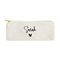 The Cotton & Canvas Co. Personalized Name Heart Small Cosmetic Case And Travel Pouch For Office And On The Go