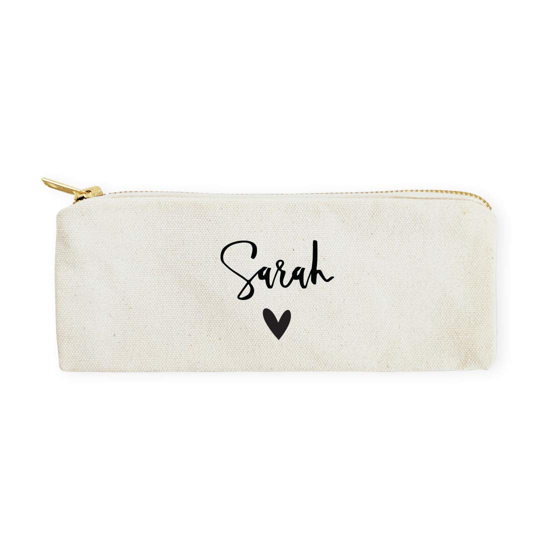 The Cotton & Canvas Co. Personalized Name Heart Small Cosmetic Case And Travel Pouch For Office And On The Go