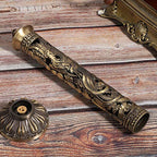 Incense Stick Bronze Tone Dragon Phoenix Pattern Incense Stick Holder Vertical Incense Stand With Catcher For Home Decor Birthda