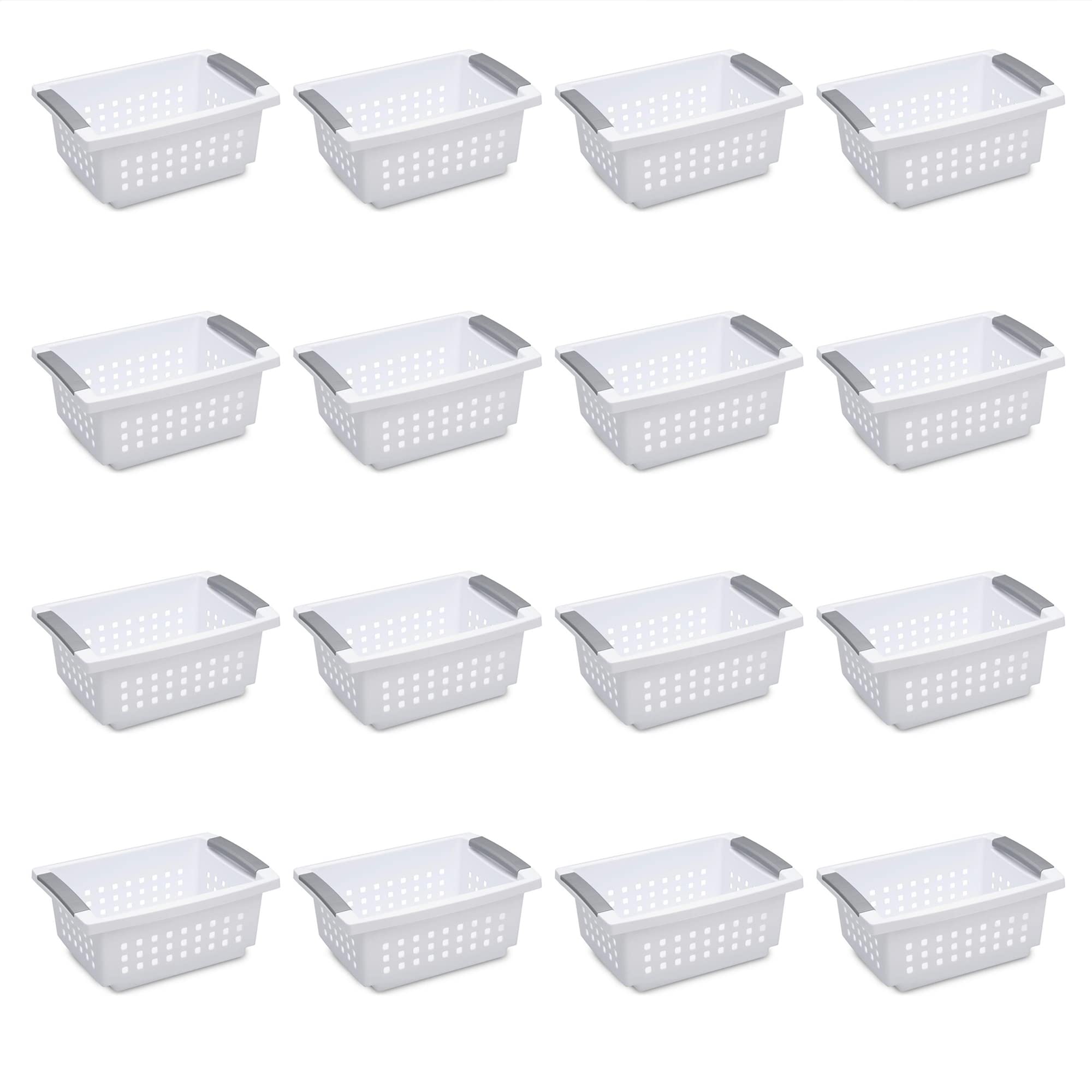 Sterilite Stackable Storage Bin and Organization Basket with Flip Down Accent Rails for Home and Household Organization, Small, 