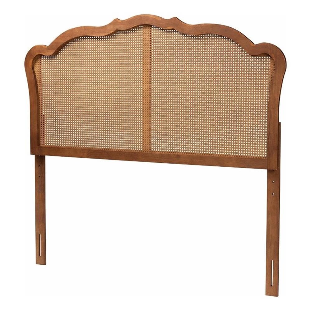 Baxton Studio Leandra Classic And Traditional Ash Walnut Finished Wood Queen Size Headboard With Rattan