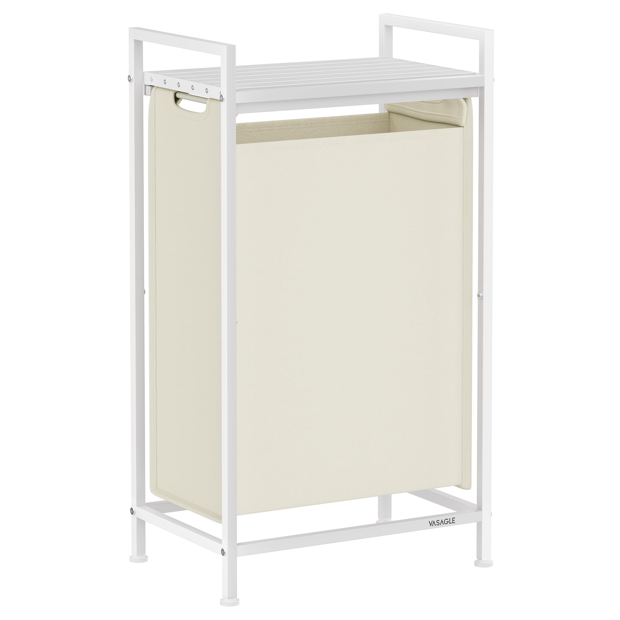 VASAGLE Laundry Hamper, Slim Laundry Basket, Laundry Sorter with A Pull-Out and Removable Bag, Shelf, Metal Frame, 12.7 Gallons 