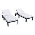 LeisureMod Chelsea Modern Aluminum Outdoor Chaise Lounge Chair with Cushions Set of 2, Light Grey
