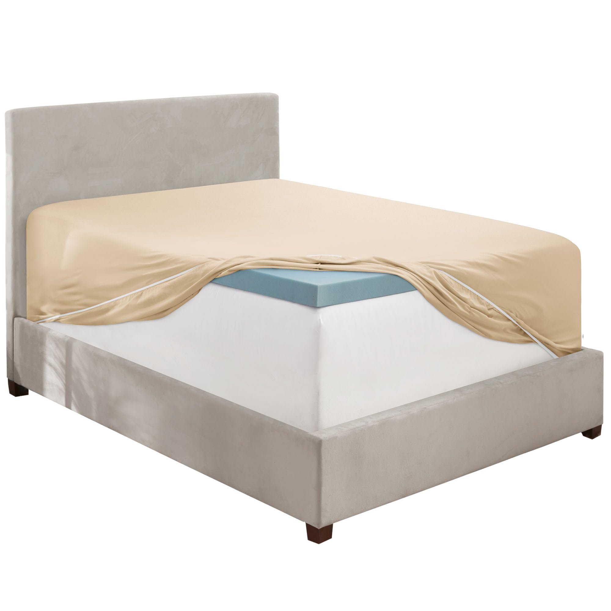 Hearth & Harbor Beige Fitted Sheet Queen Size, Extra Deep Pocket Queen Fitted Sheet Only, 1800 Microfiber Fitted Bed Sheet, Ultra Soft Fitted Queen Sheet Fits Up To 24 '' Mattress