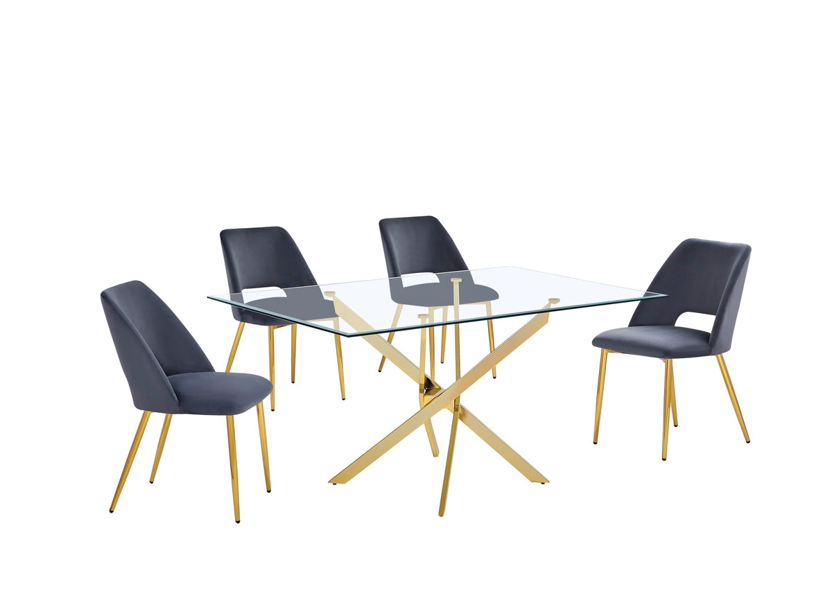 Best Quality Furniture D234-Sc226/7/8/9 Dining Set, 5-Piece, Dark Gray