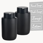 BosilunLife Foaming Soap Dispenser Set - Black Ceramic Foam Hand Soap Dispenser 12oz Soap Dispenser Set with Rust Proof Pump, 4P