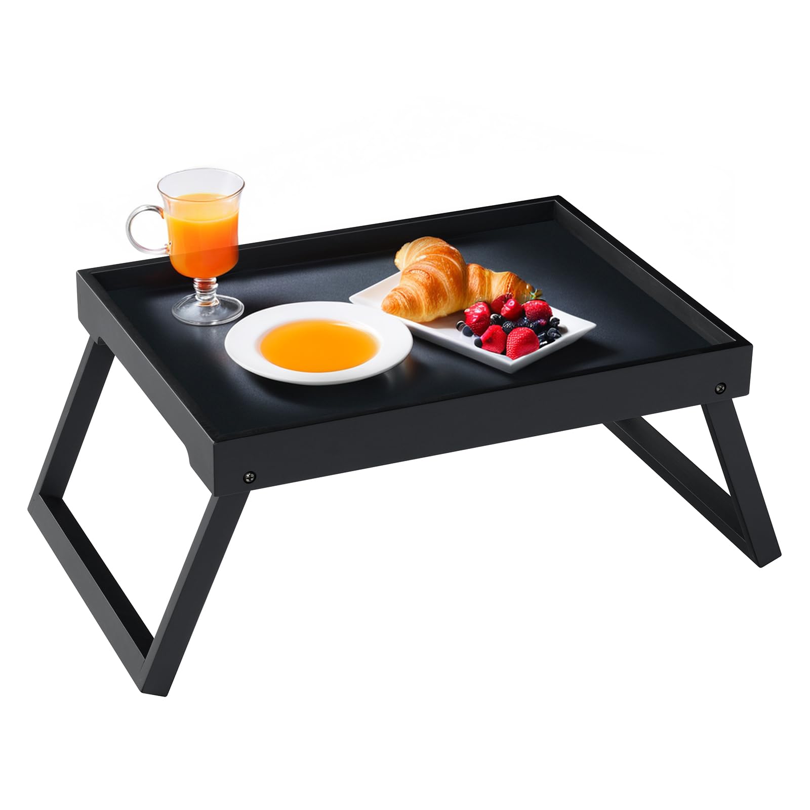 Bamboo Bed Tray Table with Folding Leg, Breakfast in Bed Tray for Eating,Kitchen Serving,Food, Sofa, Snacking or Working, Laptop