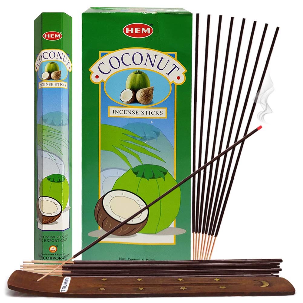 Coconut Incense Sticks and Incense Stick Holder Bundle Insence Insense Hem Incense Sticks