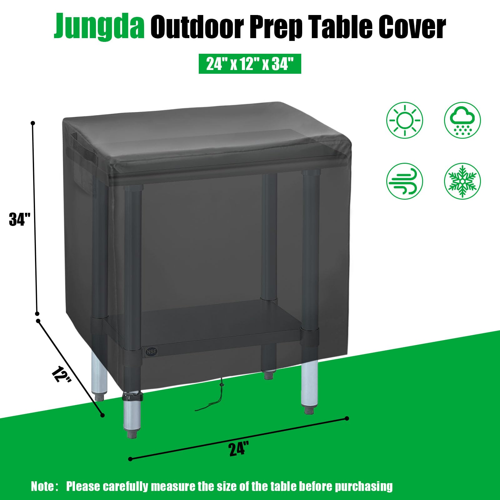 Jungda Outdoor Prep Table Cover,24 Inch Waterproof Stainless Steel Prep Cart Table Cover,Patio Kitchen Grill Bbq Food Prep Table Cover - 24 X 12 X 34 Inch