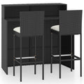 vidaXL Patio Bar Set 3 Piece, Outdoor Bar Table and Stools with Footrest, Patio Furniture Set with Cushions, Dining Set, Farmhouse Modern, Black