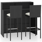 vidaXL Patio Bar Set 3 Piece, Outdoor Bar Table and Stools with Footrest, Patio Furniture Set with Cushions, Dining Set, Farmhouse Modern, Black