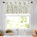 VOGOL Linen Valances for Bathroom, Natural Leaf Embroidered Kitchen Valances for Small Windows, 52x18, One Panel, Pocket Top, Gr