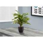 Monarch Specialties I 9573 Artificial Plant, 17' Tall, Dracaena, Indoor, Faux, Fake, Table, Greenery, Potted, Real Touch, Decorative, Green Leaves, Black Pot