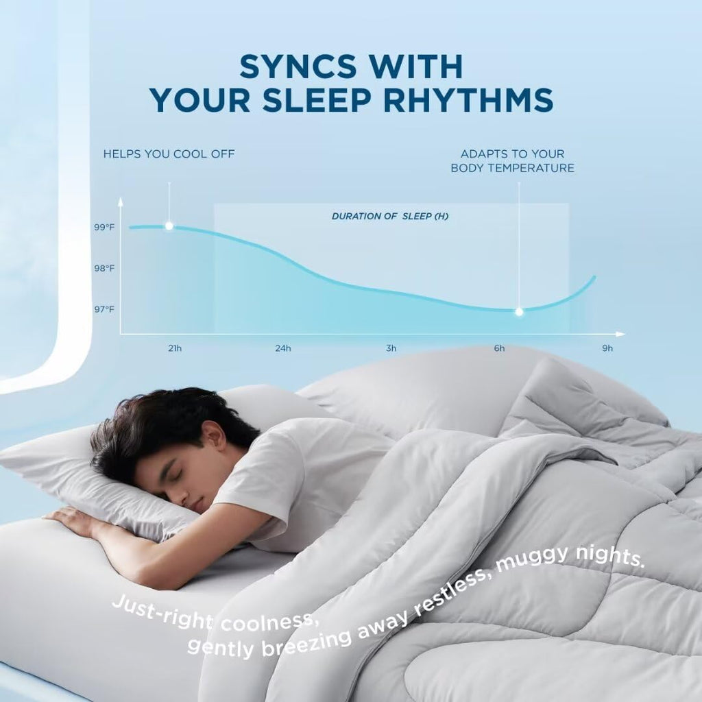 Bedsure Breescape Cooling Comforter King Size, Double-Sided Cool Tech Comforter, Soft Cooling Comforter For Hot Sleepers,Q-Max>0