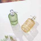 Tisuzxcv Diamond Design 12 Oz Green Glass Soap Dispenser,Refillable Lotion Soap Dispenser For Bathroom, Kitchen, Hand Soap, Dish