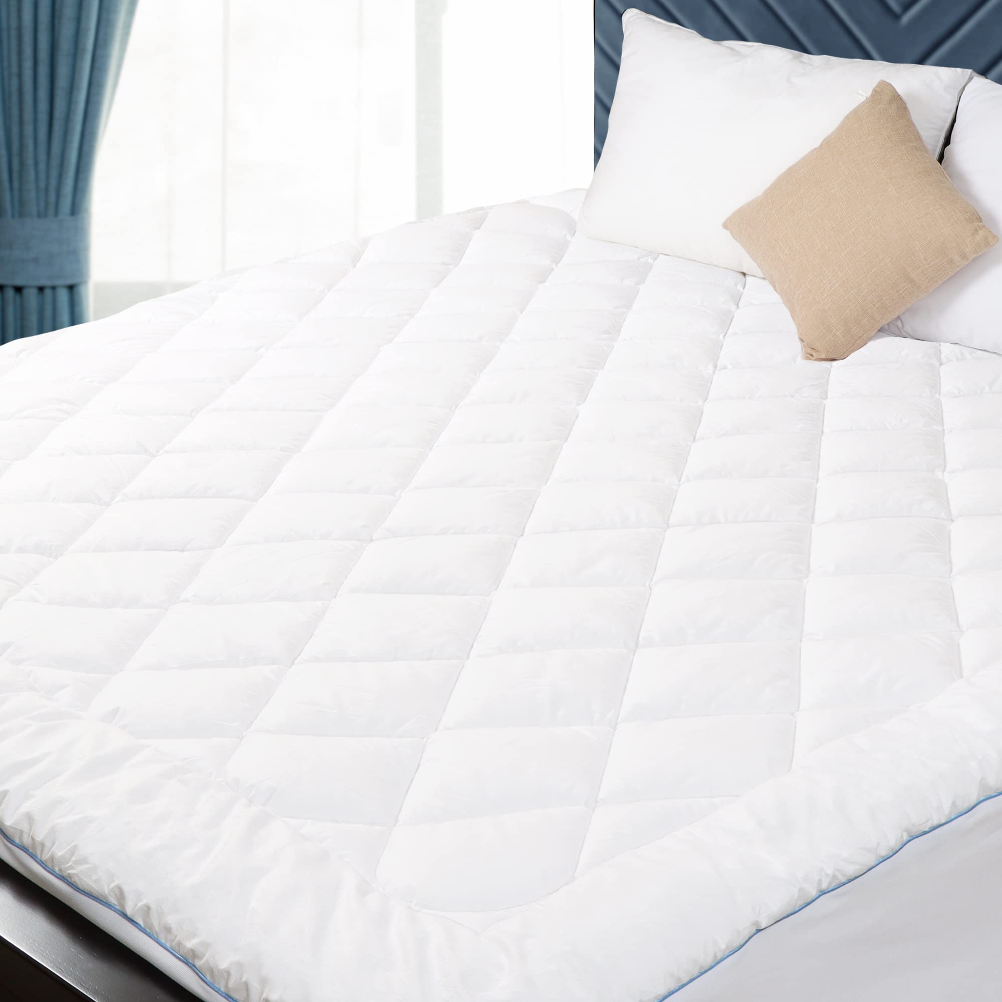 HOMTEC King Mattress Pad Cotton Mattress Pad Cover Quilted Mattress Cover 18-22'' Deep Pocket Mattress Protector King Size Thin 