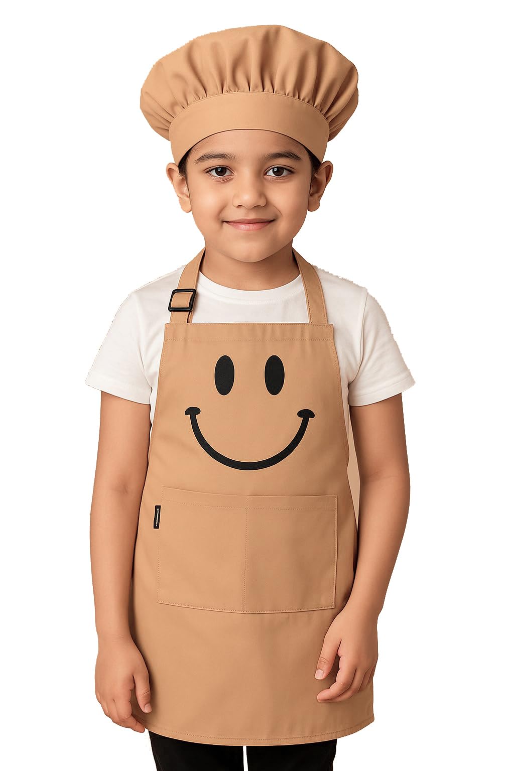 Switchon Polyester Waterproof Adjustable Kids Multi Purpose Cooking Apron With A Chef Cap School Apron  For 6 Years To 11 Years