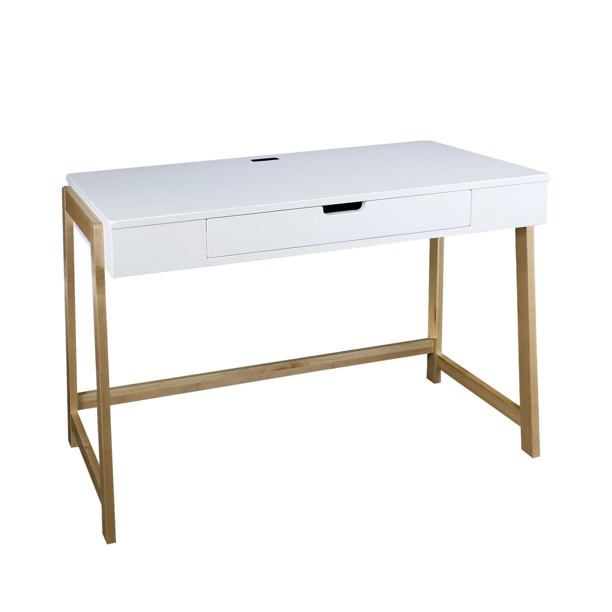 Neorustic Smart Desk With Usb Ports, Solid American Maple Legs