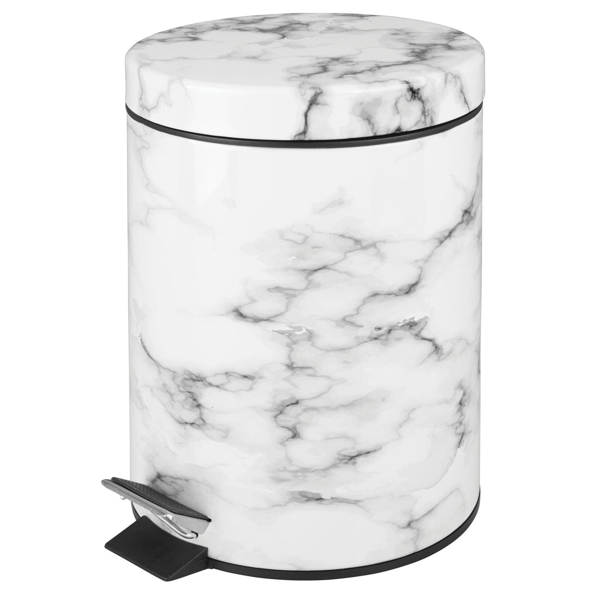 Mdesign Pedal Waste Basket  Metal Waste Bin With Pedal, Lid And Plastic Bucket Insert  Perfect For Bathroom, Kitchen, And Offi
