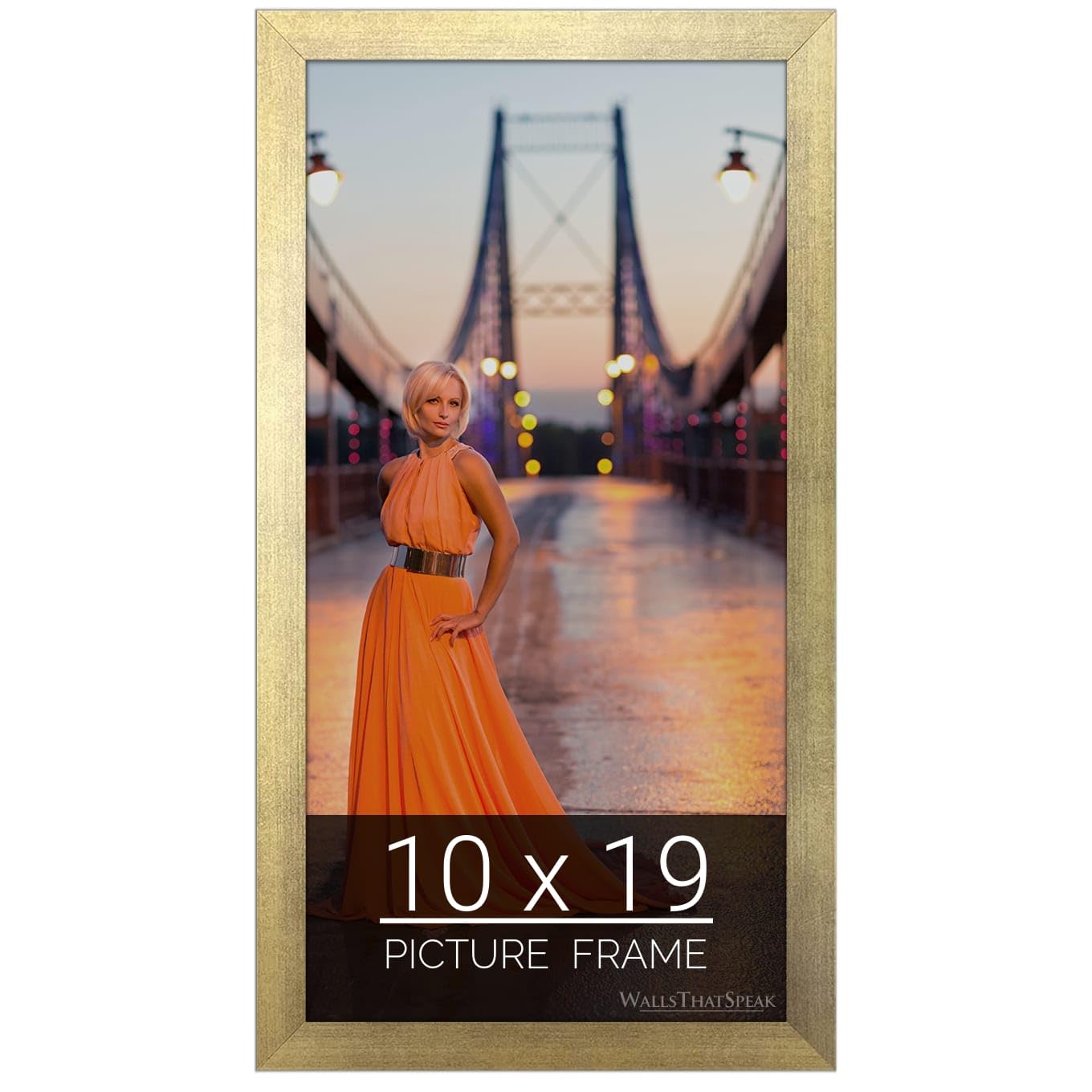 wallsthatspeak 10x19 Gold Picture Frame for Puzzles Posters Photos or Artwork
