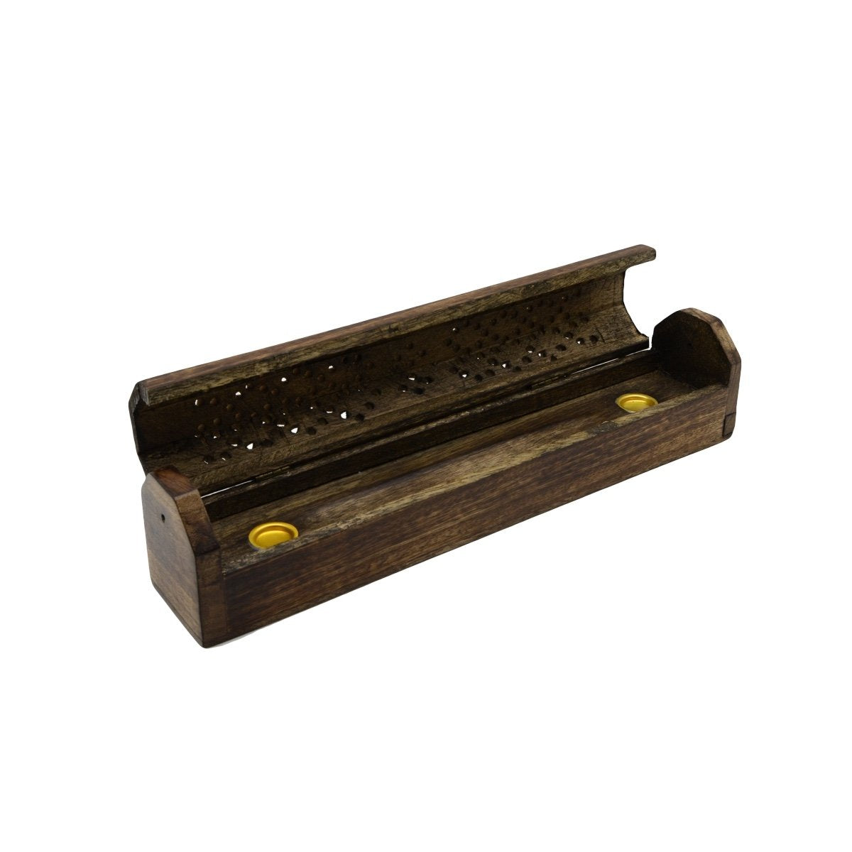 Treasure Gurus Wooden Coffin Incense Stick Cones Burner And Sticks Holder Box