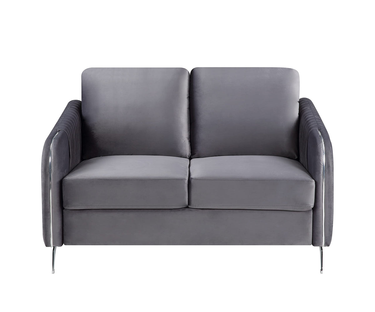 Lilola Home Hathaway Gray Velvet Modern Chic Loveseat Couch
