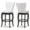 Baxton Studio Leonice Faux Leather Upholstered Button-Tufted Swivel Barstool, 29, White