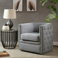Madison Park Capstone Swivel Chair - Solid Wood, Plywood, Metal Base Accent Armchair Modern Classic Style Family Room Sofa Furni