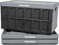 CleverMade Collapsible Storage Bin (With Lid), Stone, 3PK - 62L (16 Gal) Folding Plastic Stackable Utility Crates, Holds 100lbs 