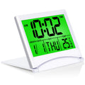 Betus Digital Travel Alarm Clock with Backlight - Foldable Calendar Temperature Timer LCD Clock with Snooze Mode - Large Number 
