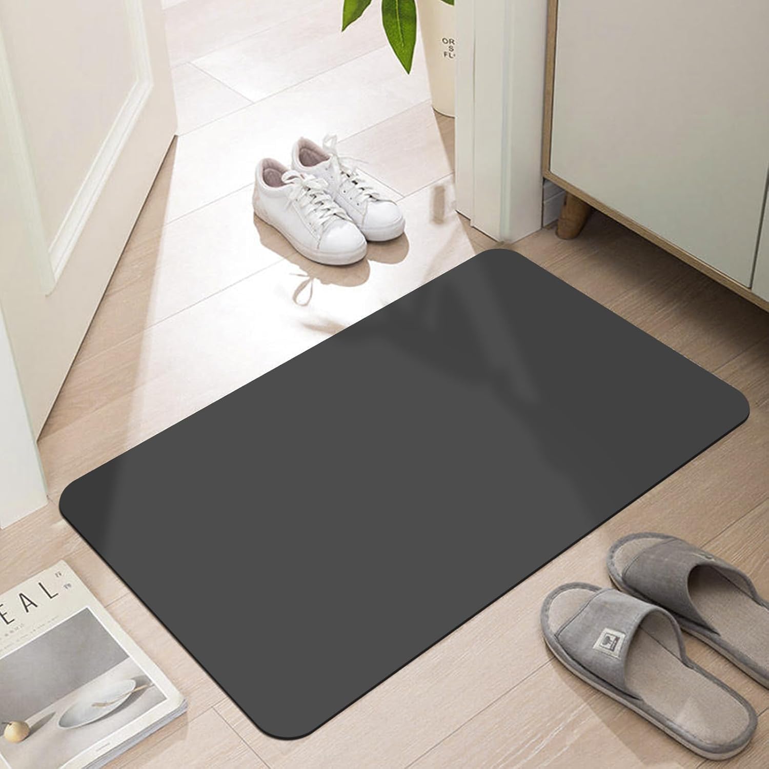 LYGLIGH Ultra Thin Door Mat Indoor Entrance, 1/10 in Thin Door Mats for Inside Entry, Non-Slip Rubber Backing Washable Doormat, 