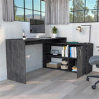 TUHOME Axis L-Shaped Desk Engineered Wood Desks in Gray
