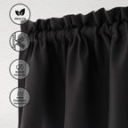 Hiasan Black Valance Curtains Blackout Rod Pocket Window Curtain Valances For Kitchen, 42 X 12 Inches Length, 1 Panel