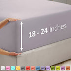 Nestl Grey Lavender Twin Xl Fitted Sheet Only, Extra Deep Pocket Fitted Bed Sheet, 1800 Microfiber Xl Twin Fitted Sheet, Ultra Soft Fitted Sheet Twin Xl Fits Up To 24 Inch Mattress