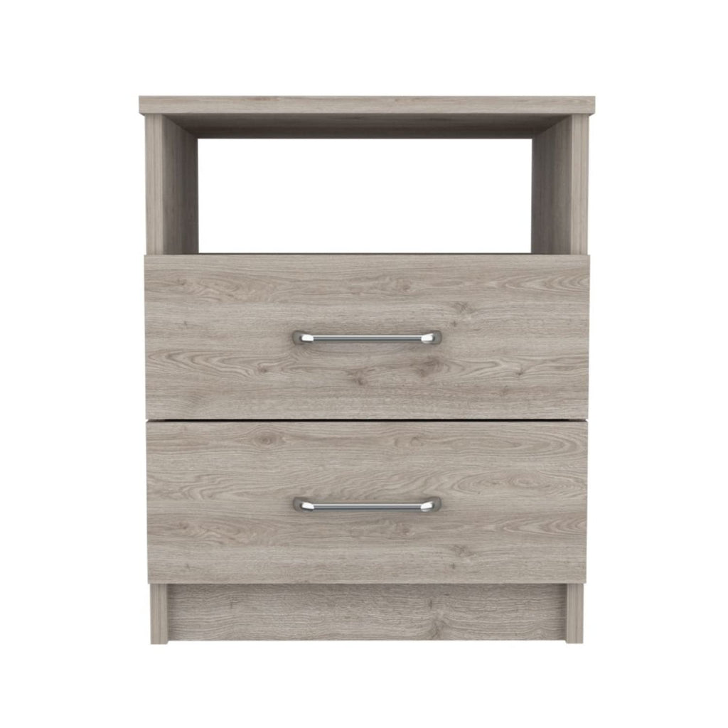 Nightstand 20" H, 2 Drawers, 1 Shelf, Superior Top, Light Gray