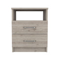 Nightstand 20" H, 2 Drawers, 1 Shelf, Superior Top, Light Gray
